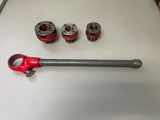 REFURBISHED RIDGID OOR RATCHET & HANDLE + 1/2" - 3/4" - 1" DIE HEADS AND DIES 30118