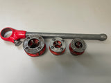 REFURBISHED RIDGID OOR RATCHET & HANDLE + 1/2" - 3/4" - 1" DIE HEADS AND DIES 30118