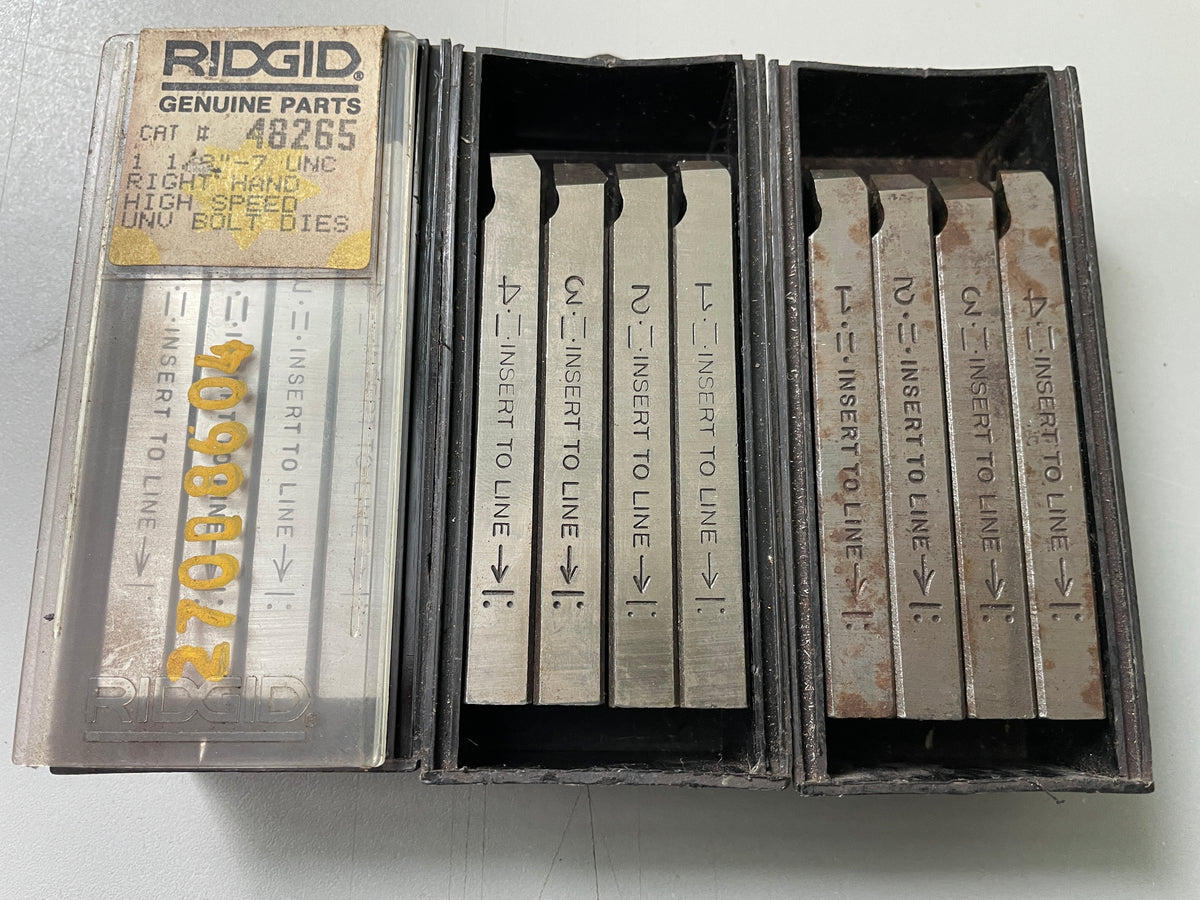 Three SETS RIDGID 48265 1 1/8'' - 7 UNC RH HIGH SPEED STEEL UNIVERSAL ...