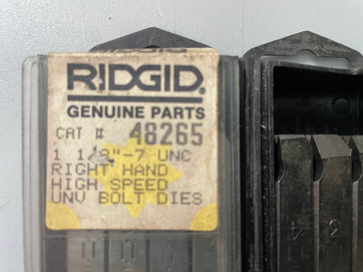 Three SETS RIDGID 48265 1 1/8'' - 7 UNC RH HIGH SPEED STEEL UNIVERSAL ...