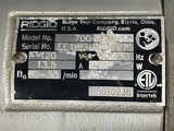 Ridgid 700 Pipe Threader + 12R Die Set + Cutter + Reamer + Oiler + Stand + Support Arm